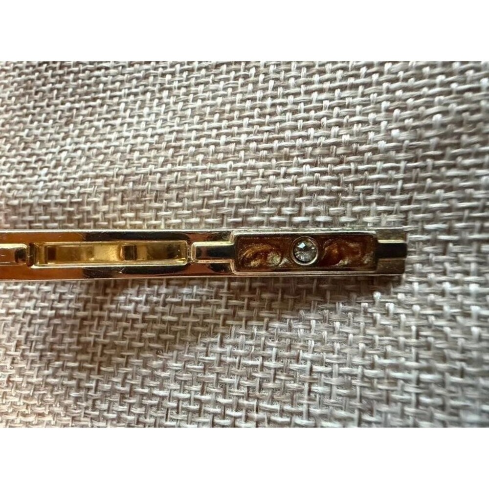 Vintage Mid-Century Modern Gold Tone Men's Tie Clip Faux Tortoiseshell Enamel
